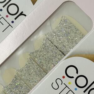 New Color Street “We’re Meant to Out” Silver Glitter French Manicure Nail Strips